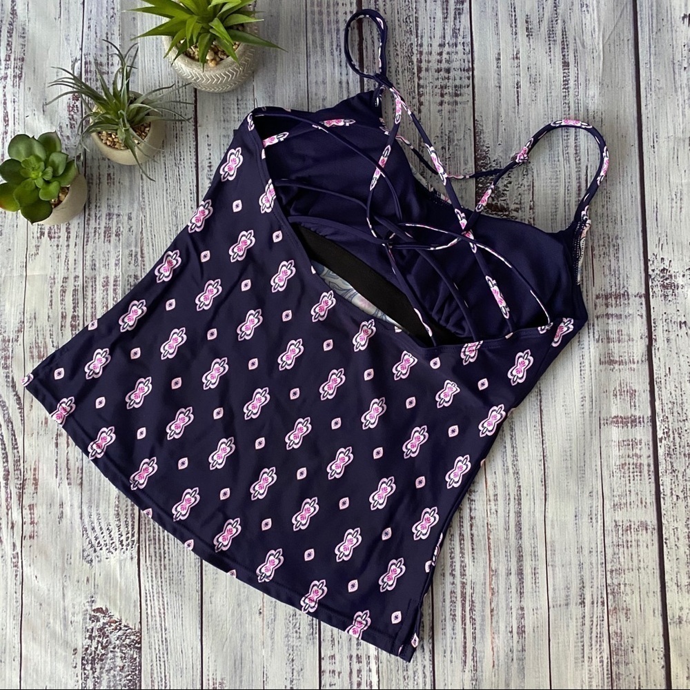 Navy Strappy Tankini Swim Top - Picture 2 of 4